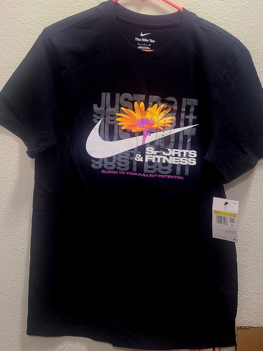 Nike Black 'Just Do It' Floral Swoosh Tee